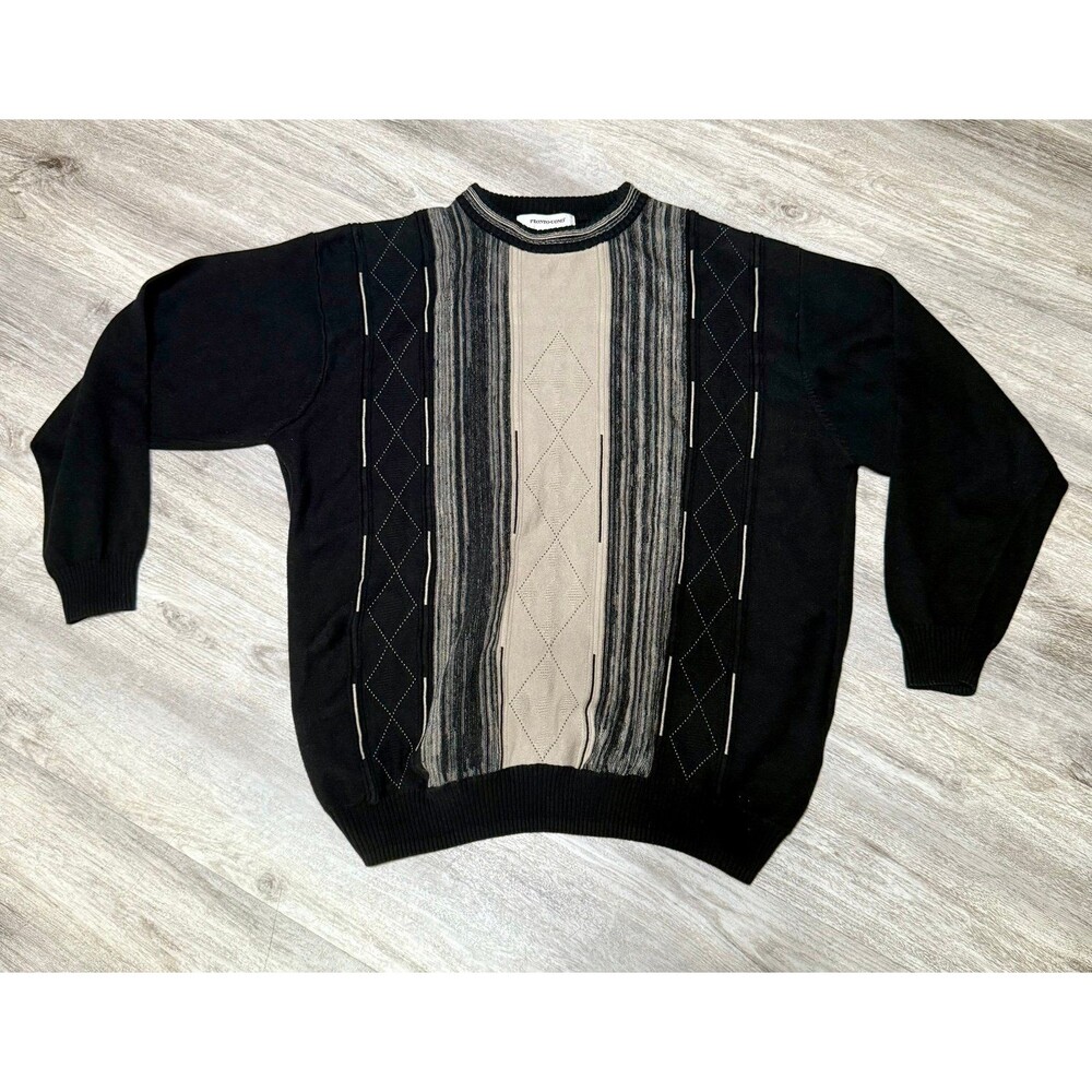Vintage Pronto Uomo Sweater Mens XL Pullover Black